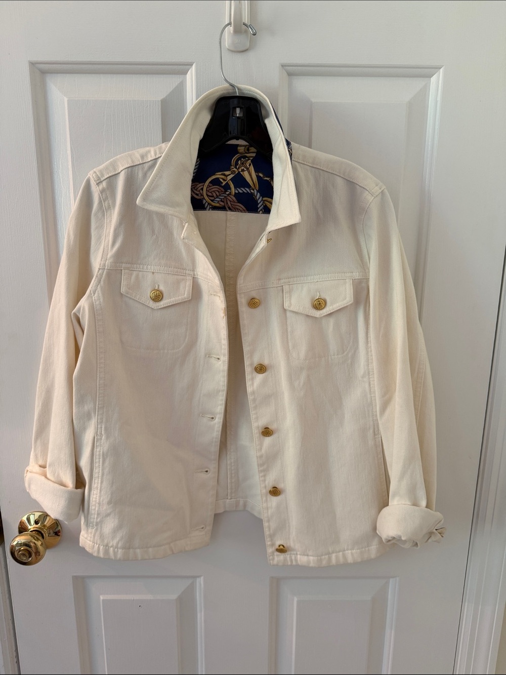 Cream Women's Button-Front Jacket with Gold Buttons